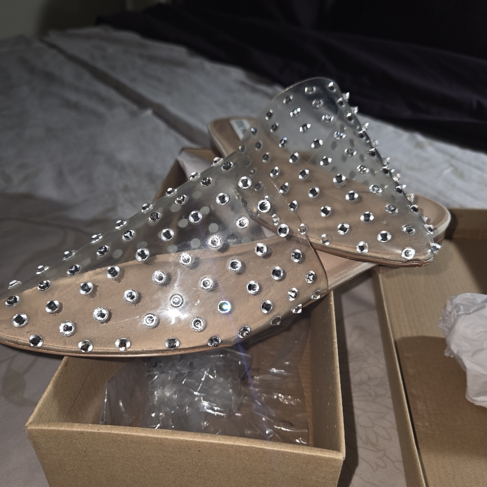 Steve Madden Clear Studded Mules